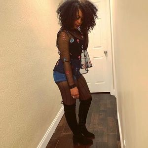 Floral Long Sleeve Mesh Top